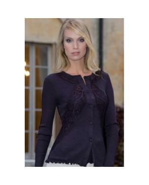 Gilet Moretta Laine et soie Dentelle Boutonnée