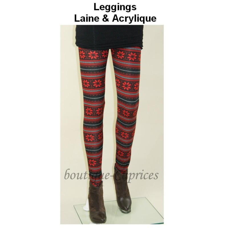 Leggings laine acrylique Norway rouge