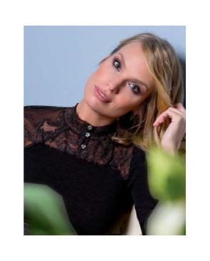Chemise Moretta  Laine col dentelle et strass