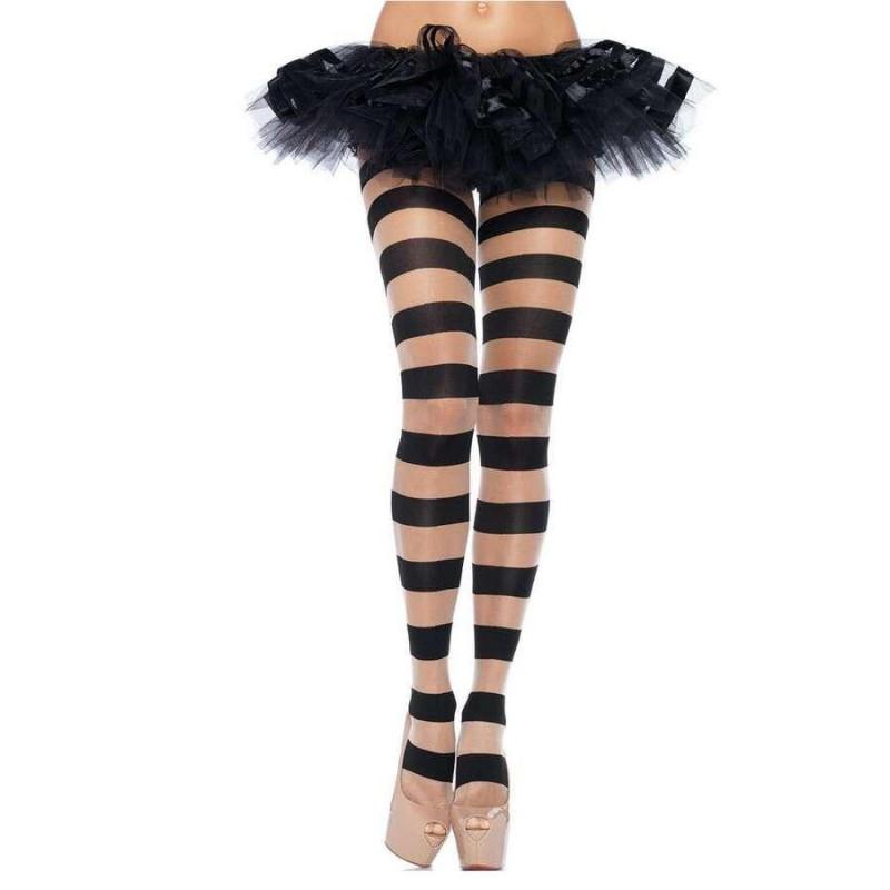 Collant Leg Avenue Rayures Noires et Transparent