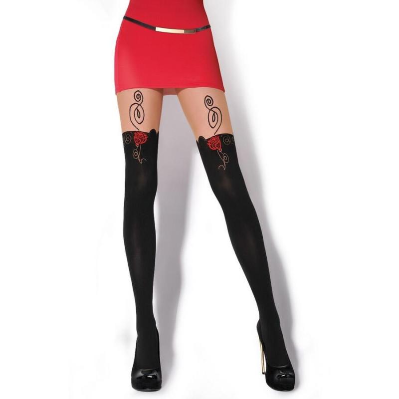 Collant Gabriella cuissarde fleurie