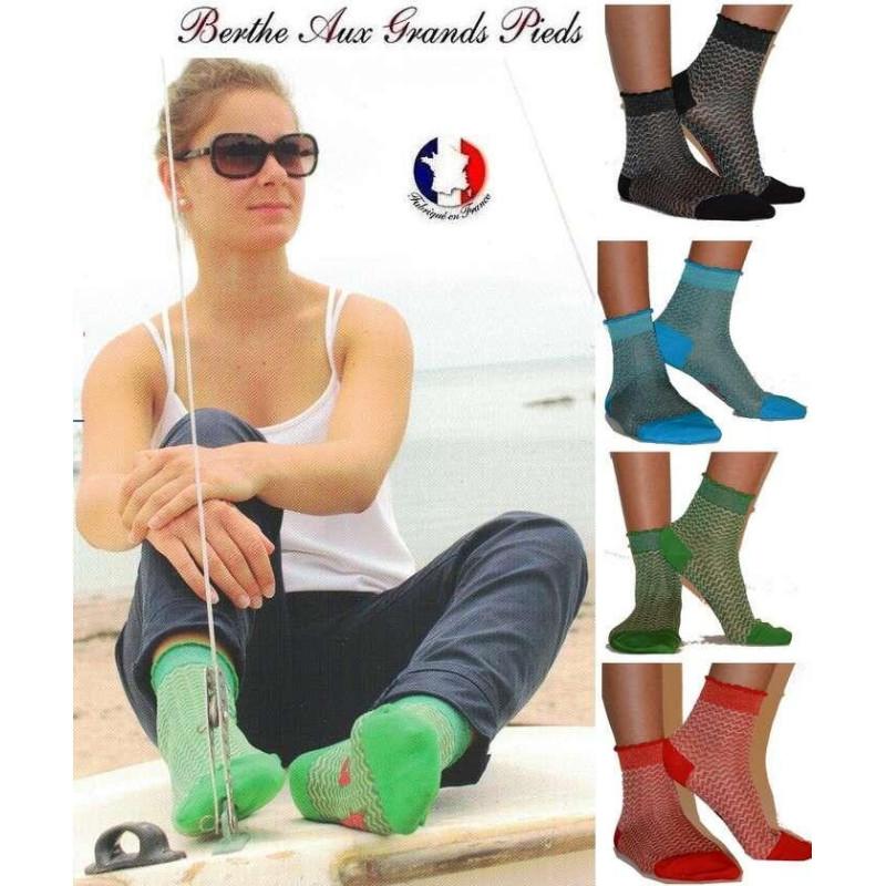 Socquette Fil Berthe aux grand pieds vagues Assorties