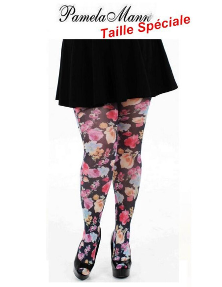 collant Pamela Man  taille spéciale pretty flowers