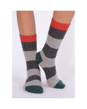  Chaussettes Laine et soie à Rayures grises