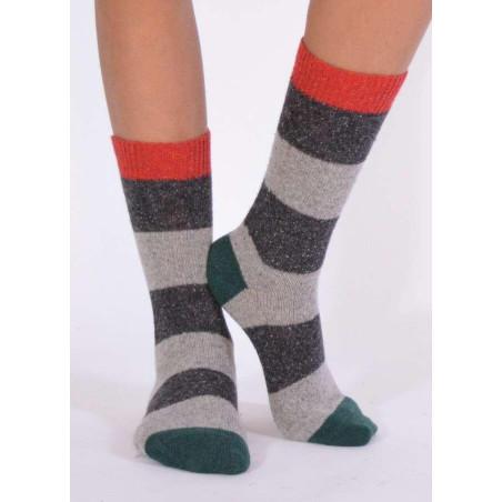  Chaussettes Laine et soie à Rayures grises