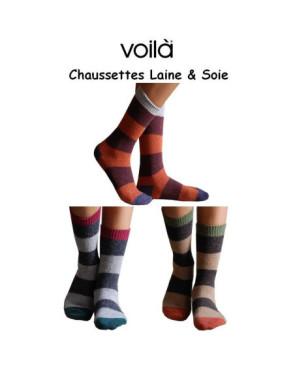 Chaussettes Laine et soie à Rayures Grises
