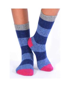  Chaussettes Laine et soie à Rayures Bleues