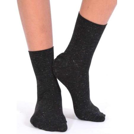 Chaussettes bord roulée coton lurex Brillant