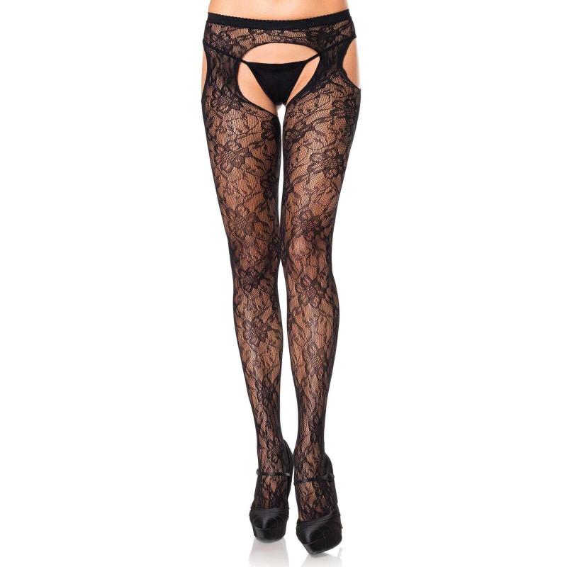 Collant Ouvert Dentelle fleurie