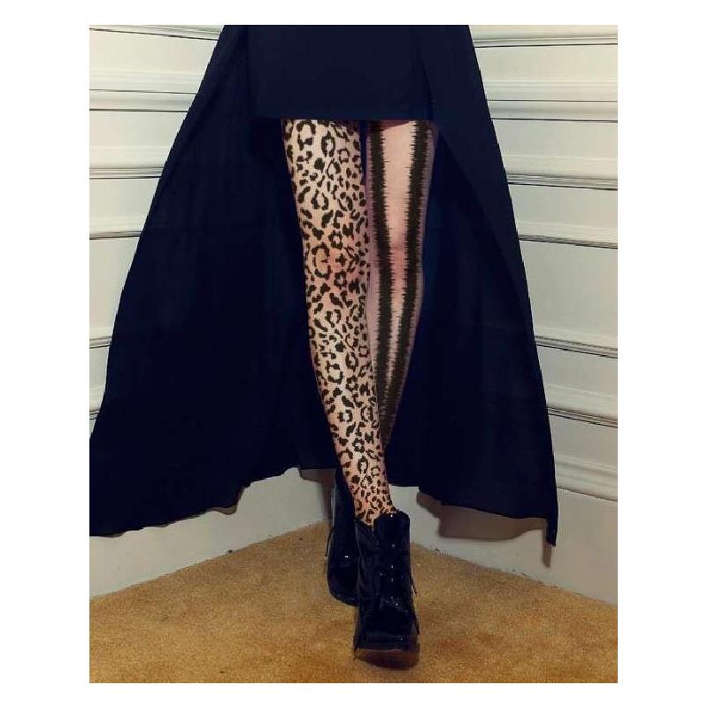 Collant asymétrique tatouage bête fauve