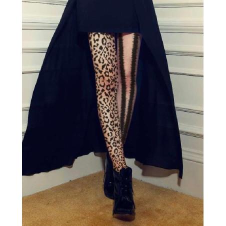 Collant asymétrique tatouage bête fauve