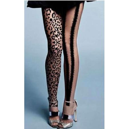 Collant asymétrique tatouage bête fauve