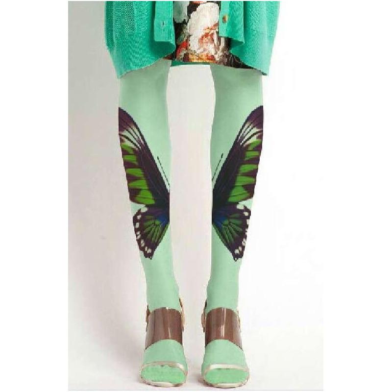 Collant Imprimé Papillon Gaze Vert