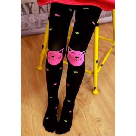 Collant Chat et petits  poissons