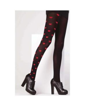 Collant Noir cœurs rouges asymétriques