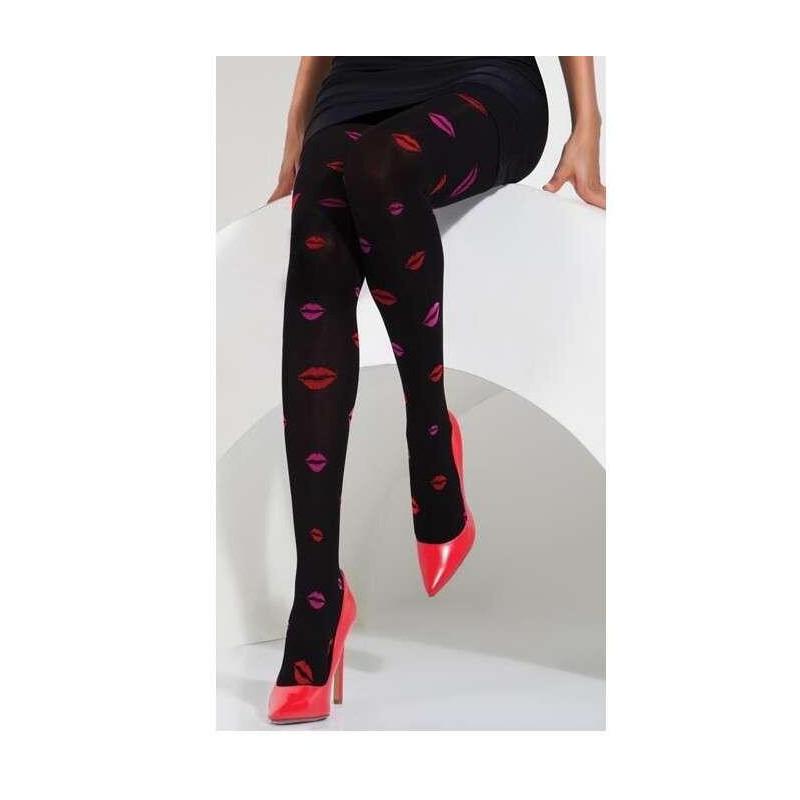 collant noir bisoux rouges