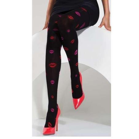 collant noir bisoux rouges