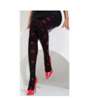 collant noir bisoux rouges