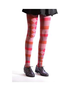  Collant Asymétrique arlequin et rayures face
