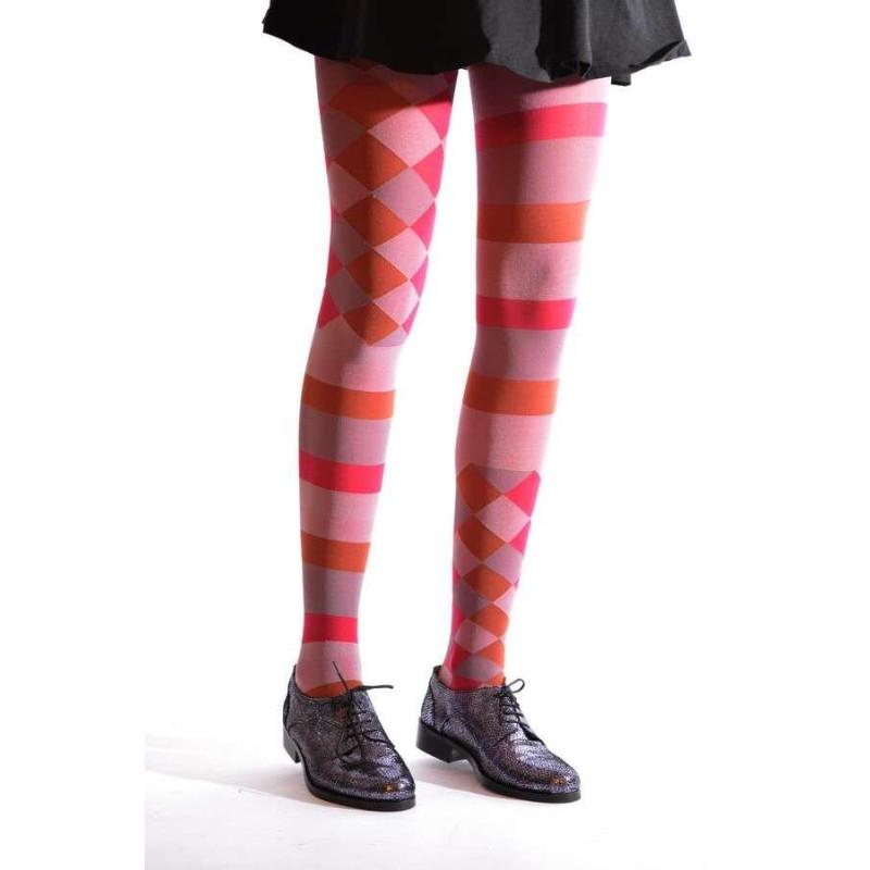 Collant Asymétrique arlequin et rayures