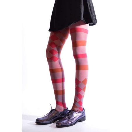Collant Asymétrique arlequin et rayures