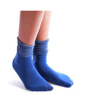 Chaussettes rebords plissées lurex bleues