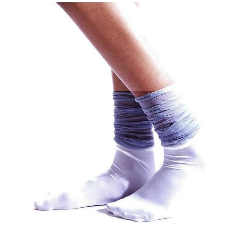 Chaussettes rebords plissés lurex argent