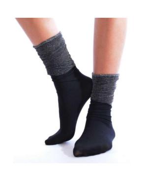 chaussettes  rebords plissé Lurex Noir 