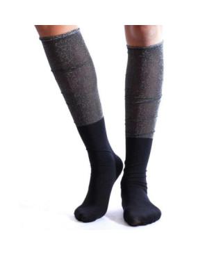 chaussettes  rebords plissé Lurex Noir