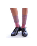 Chaussettes rebords plissé lurex rose