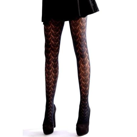 Collant Dentelle de coton noir Dolci Calze