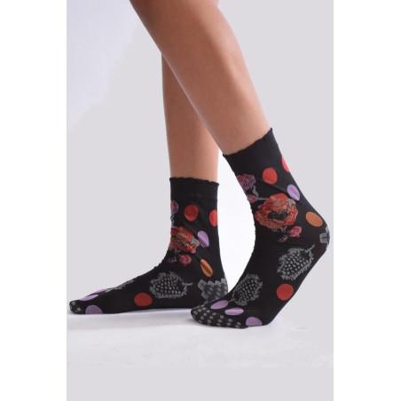 Chaussettes fil de joie lycra pois et plumes