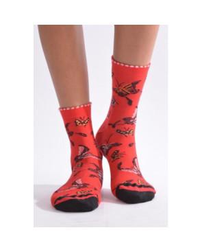 Chaussettes Fil de joie rouge Papillons