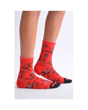 Chaussettes Fil de joie rouge Papillons