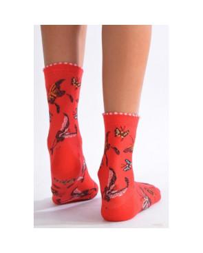  Chaussettes Fil de joie rouge Papillons dos