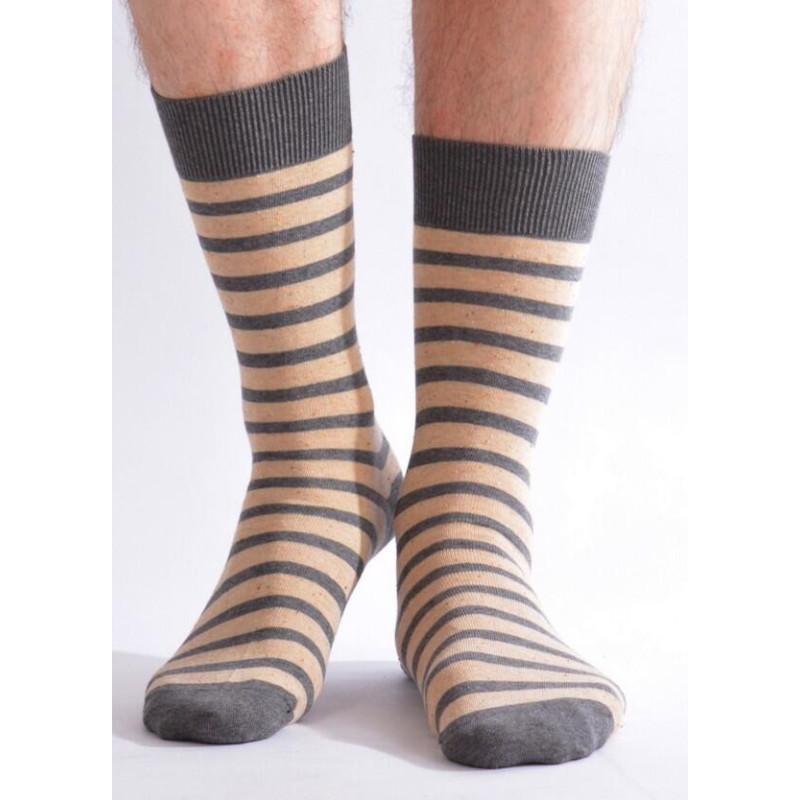 Chaussettes Hom rayures ego beige
