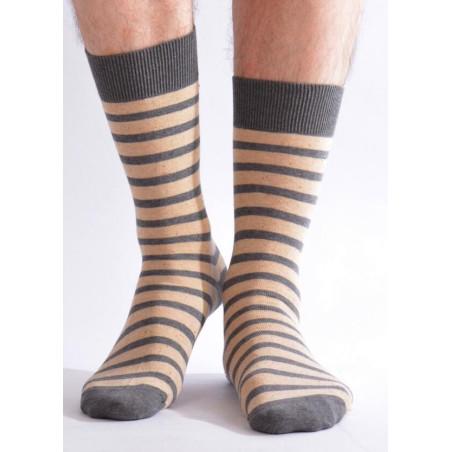 Chaussettes Hom rayures ego beige