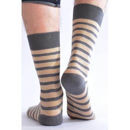 Chaussettes Hom rayures ego beige