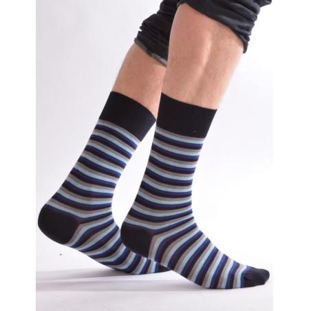 Chaussettes Hom rayures laine et coton