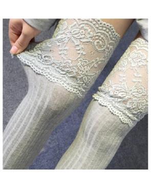  Jambière en coton et dentelle grise