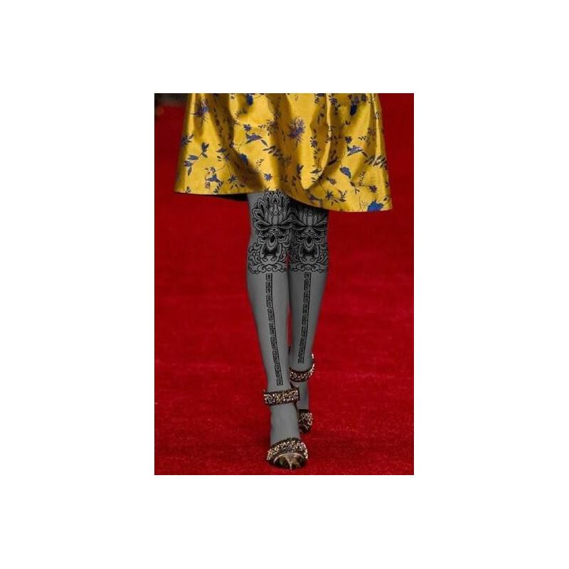 Collant opaque Imprimé baroque gris