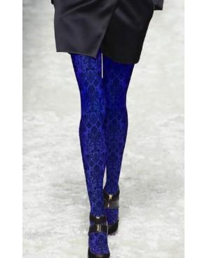 Collant impression baroque indigo