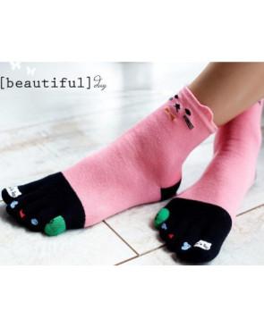 Chaussettes 5 doigts matoux roses