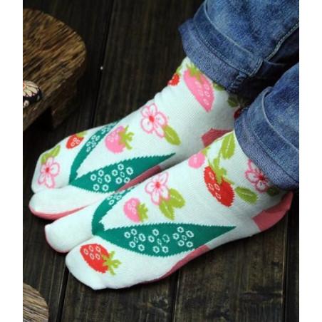 chaussettes tabi coton fruits fleuris