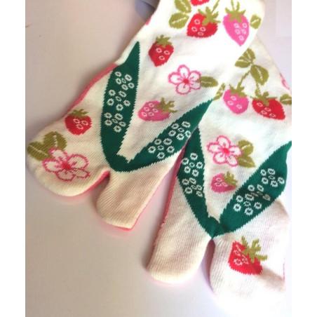 chaussettes japonaise Fraises fleuries