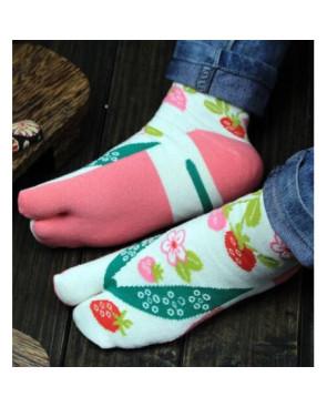  chaussettes japonaise Fraises fleuries