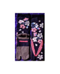 Chaussettes japonaises noires bouquet  fleuries