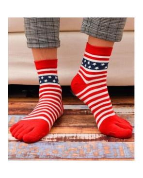 chaussettes à 5 doigts rouges rayures