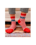 chaussettes à 5 doigts rouges rayures