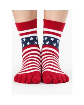 chaussettes à 5 doigts rouges rayures